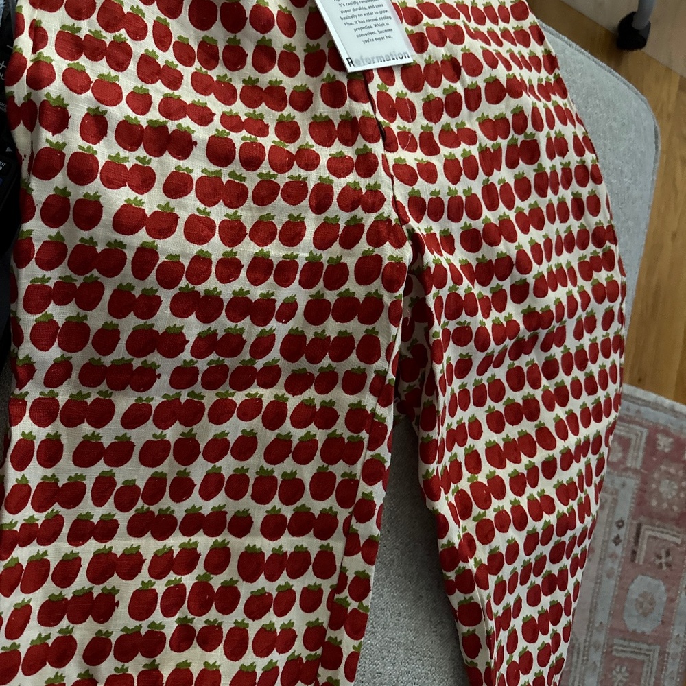 Reformation Joni Linen Cropped Pant Red - Size 6